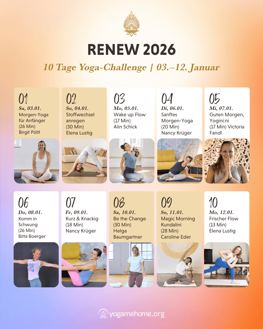 Video-Plan für die Yoga-Challenge RENEW 2026